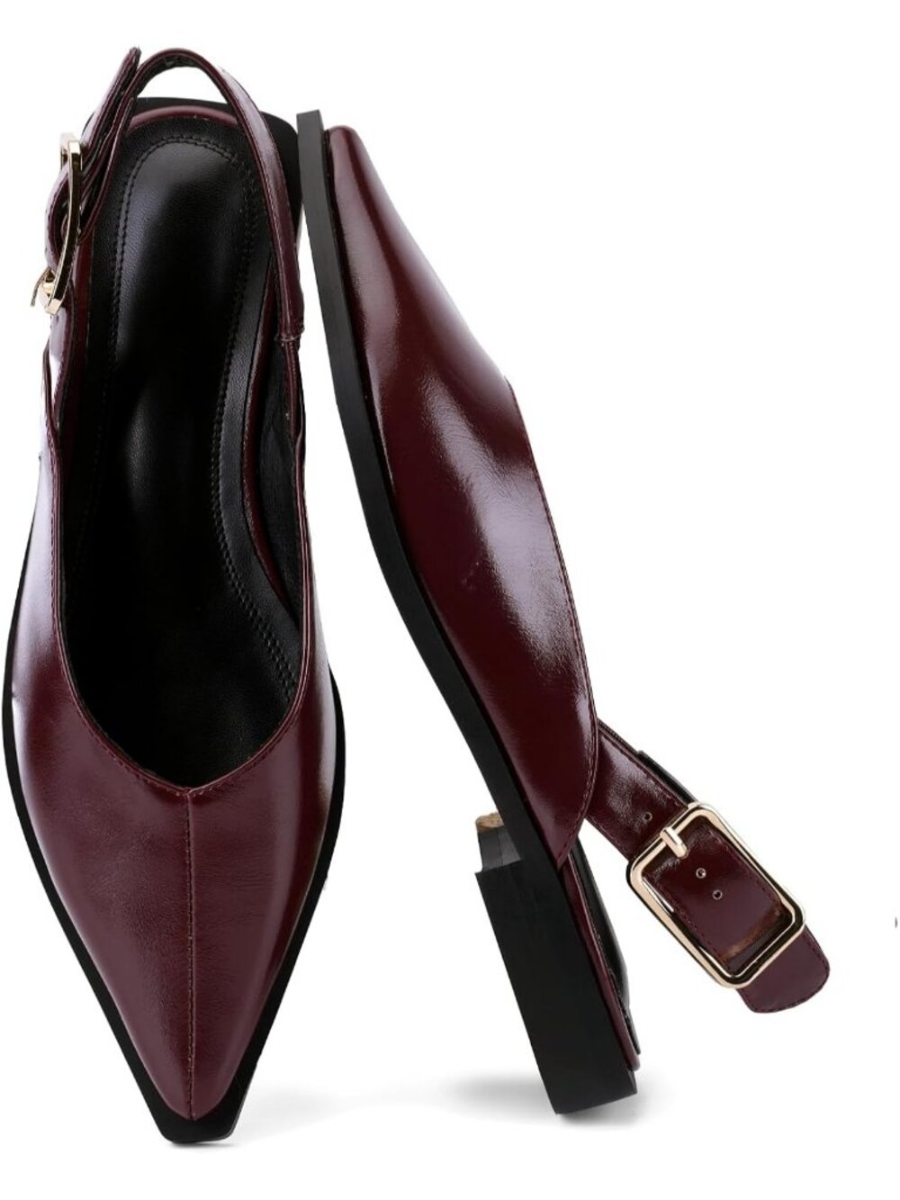 Women's Leather Burgundy Closed Pointed Toe Slip On Style Office Wear Flat Mules